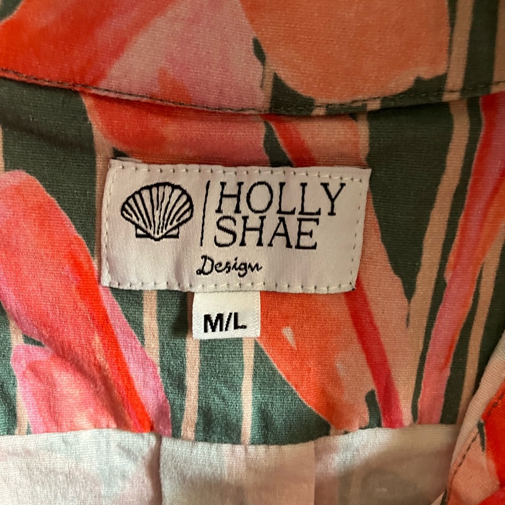 Holly Shae Arden dress w/sash in green Briland Banana Leaf print Sz M/L - Picture 3 of 6